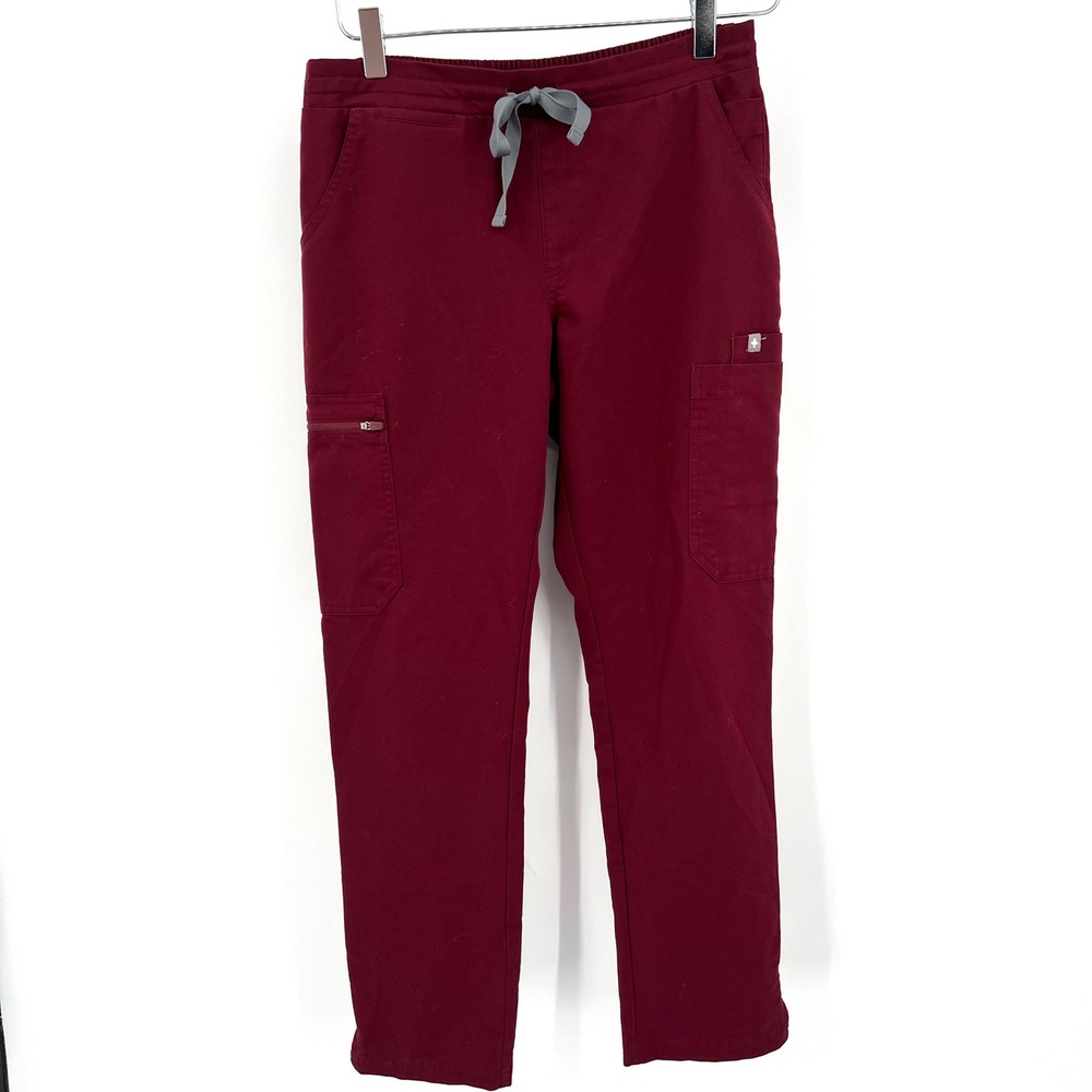 FIGS Yola Skinny High Waisted Scrub Pants Cranberry Red Size XS/P - Picture 2 of 10
